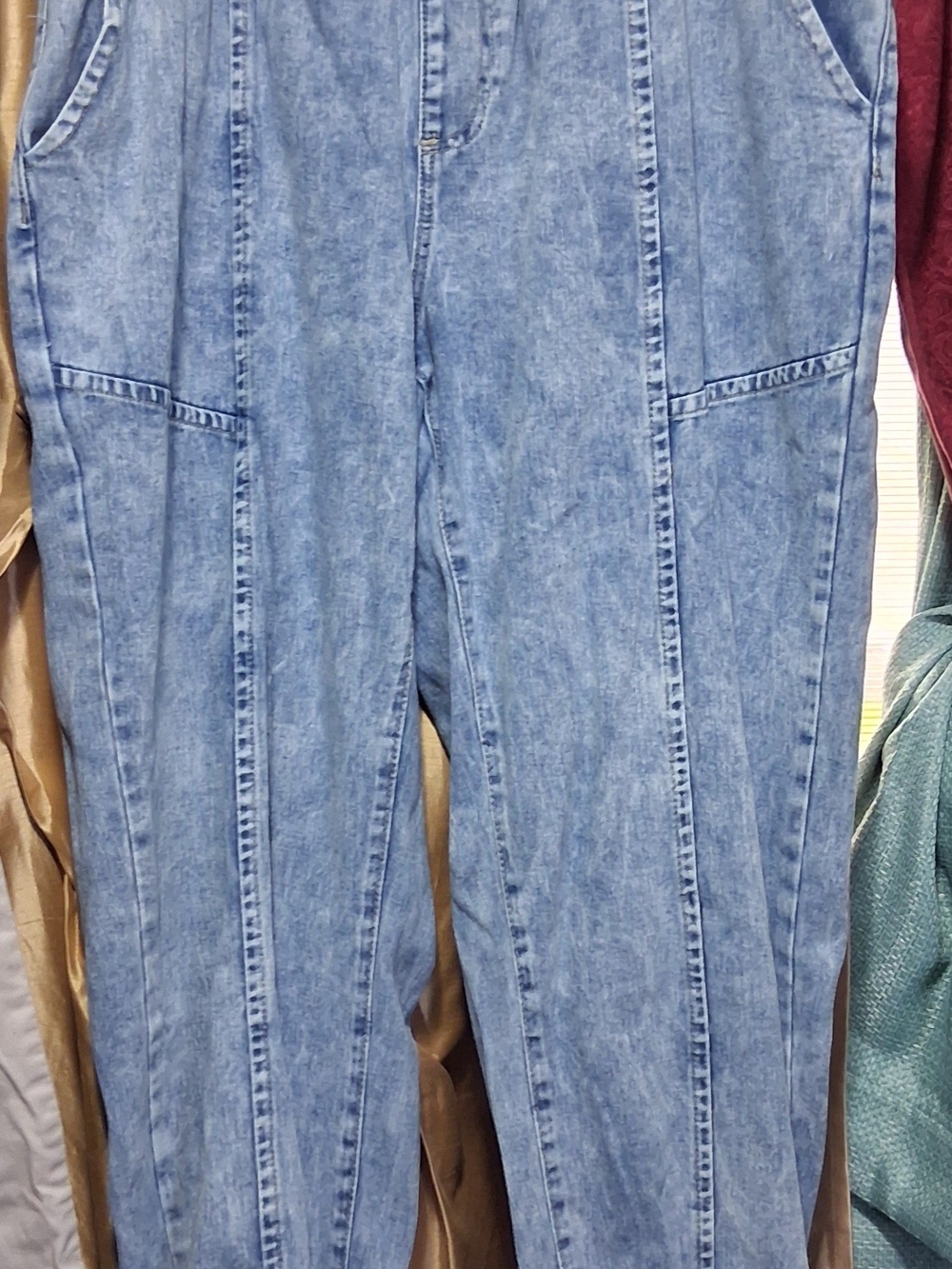 SHEIN Light Blue Womens Relaxed Fit Denim Jeans with Elastic Waist & Ankles 4XL